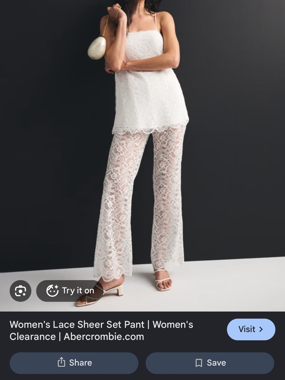 Abercrombie & Fitch White Lace Sheer Chemise and Pants Set